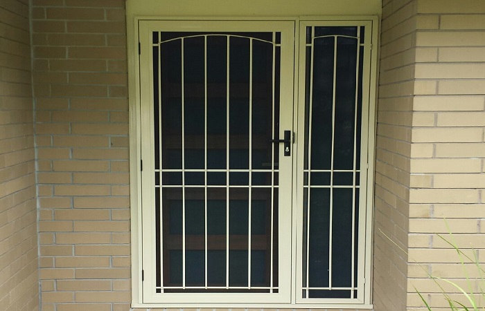 Aluminium frame and steel grille security door